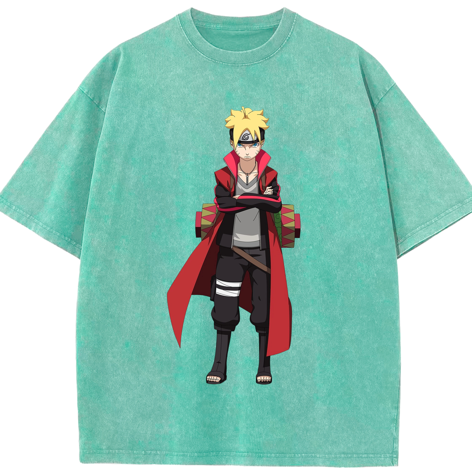 （画像用） NARUTO -ナルト- うずまき ボルト Uzumaki Boruto 綿100% ヴィンテージ風 半袖Tシャツ（フロントプリント）
